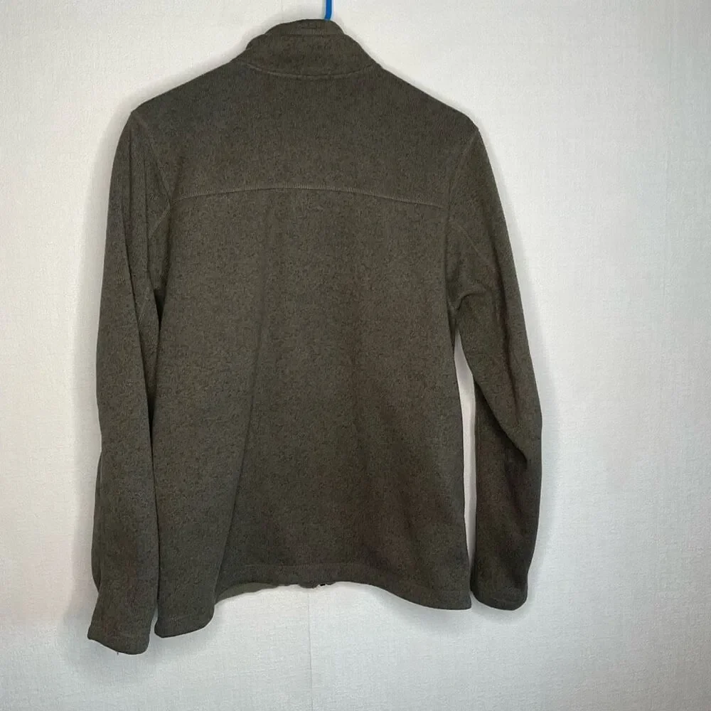 The North Face Knit Jacket mens M ZipUp Sherpa Lined Fleece Khaki Green‎ Sweater